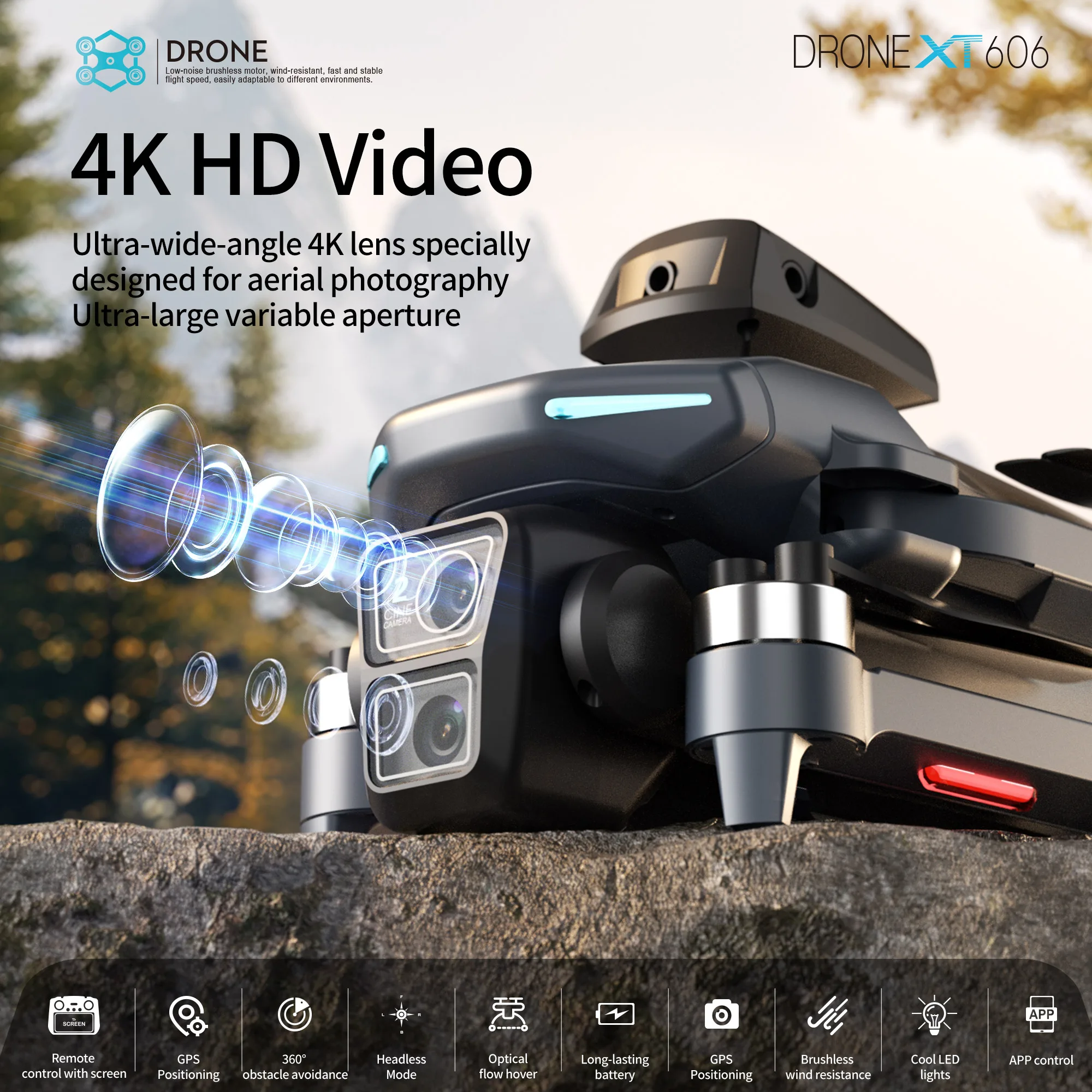 オリジナルXT606ドローン プロフェッショナル 8K HD - Drone Camera Night Vision のレビューと価格