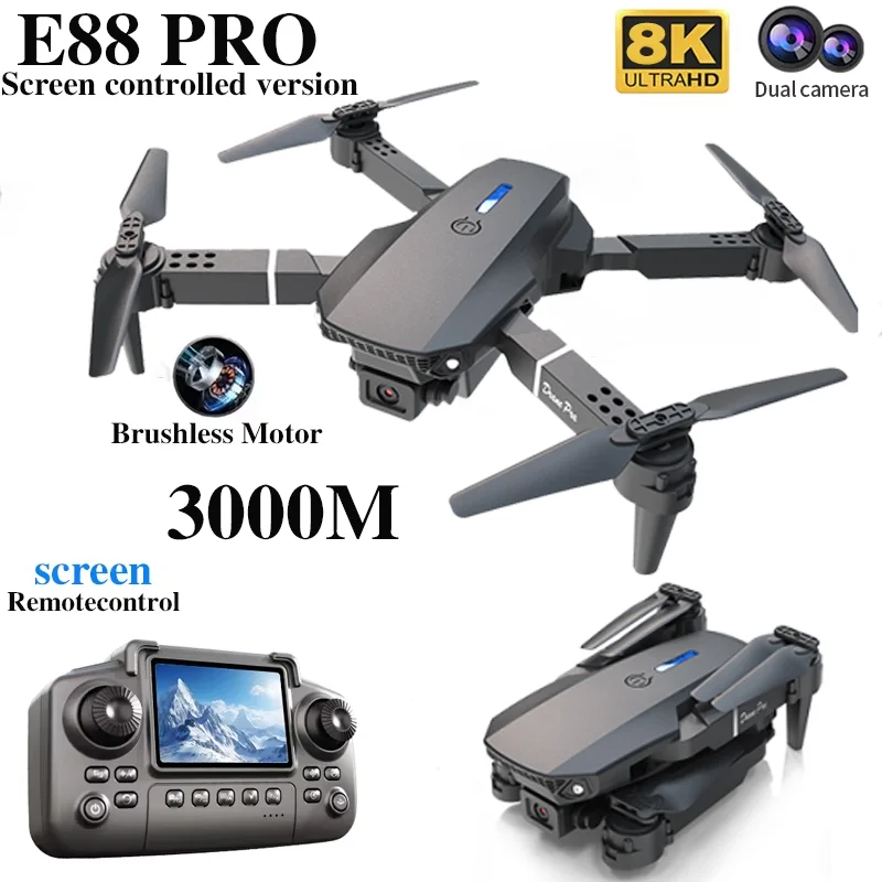 プロフェッショナルE88 PROドローン、スクリーン付き8K - Drone Camera 4K のレビューと価格